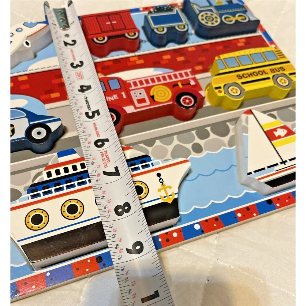 Melissa And Doug Fresh Start Wooden‎ Vehicles Chunky Complete 9 Piece Puzzle
